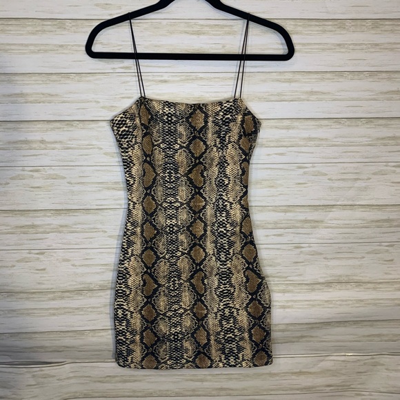 Snakeskin Mini Dress with Bungee Straps Size Small - Picture 5 of 7